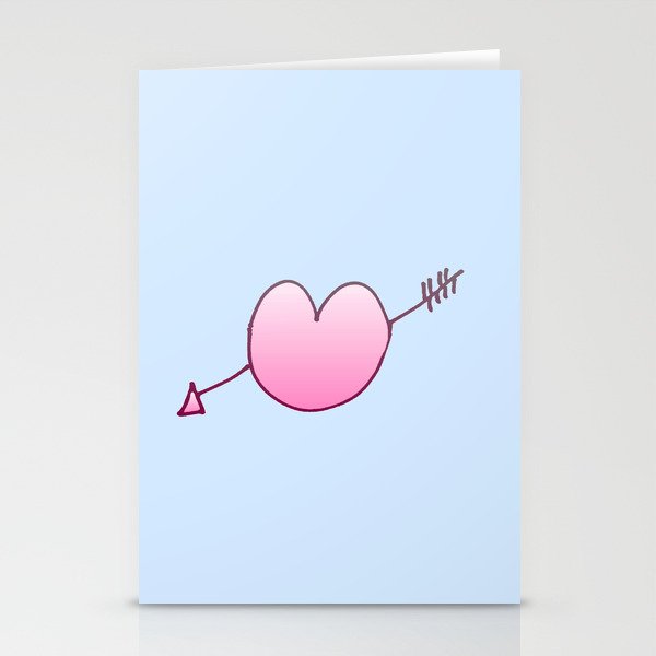 Heart pierced by an arrow 4 Stationery Cards