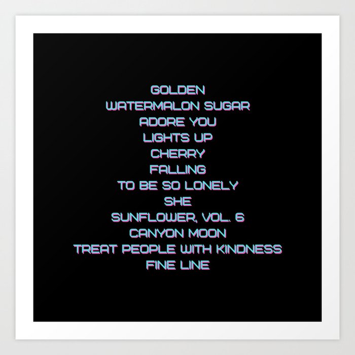 Harry Styles Fine Line Album Tracklist Text Art Print By Racontwerk Society6