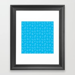 Turquoise and White Gems Pattern Framed Art Print