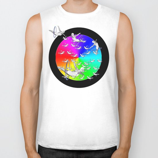 Synchronised Rainbow Hoop Divers Biker Tank