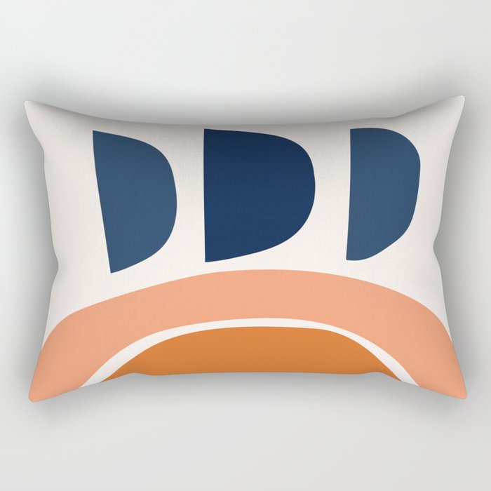 Abstract Shapes 22 in Orange and Navy Blue Rectangular Pillow