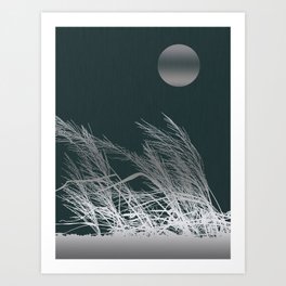 Aquamarine and Silver Moon Art Print