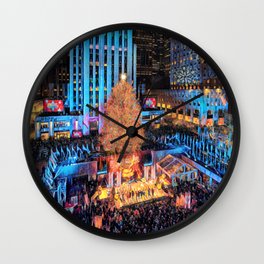 Christmas Scene, New York Wall Clock