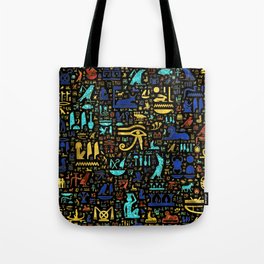Colorful  Ancient Egyptian hieroglyphic pattern Tote Bag