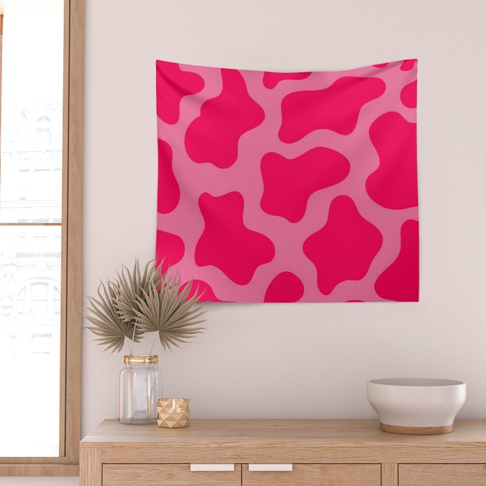 Pink cow print tapestry deals