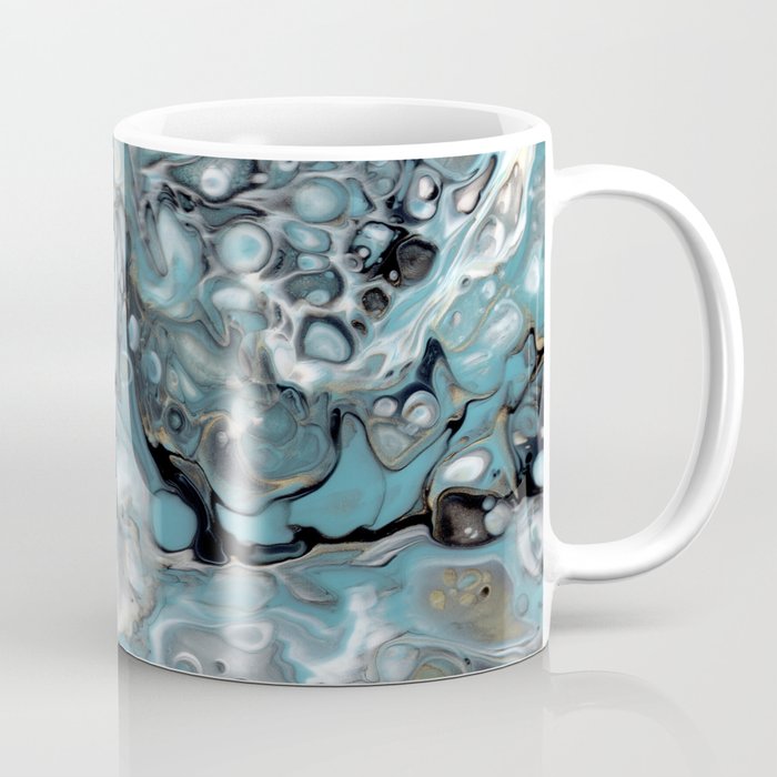 Turquoise White Gold Faux Marble Granite Coffee Mug