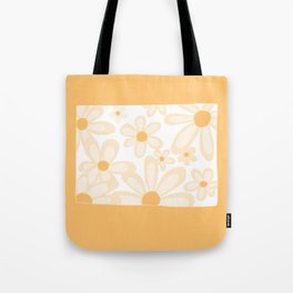 FlowerPower - Yellow Colourful Retro Minimalistic Art Design Pattern Tote Bag