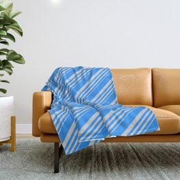 [ Thumbnail: Blue and Light Gray Colored Lines Pattern Throw Blanket ]