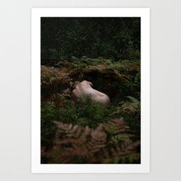 Caught Between the Ferns | Stockholm, Sweden Art Print | Ferns, Surrender, Forest, Artmodel, Sensual, Fineart, Strength, Vulnerability, Photo, Naked 