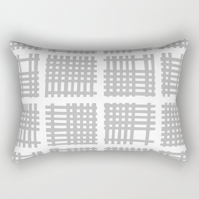 Mid Century Modern Abstract Squares Gray Rectangular Pillow