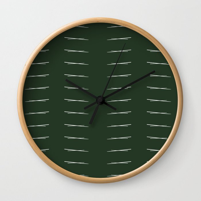 Cross Hatch Repeating - Forest Green Wall Clock