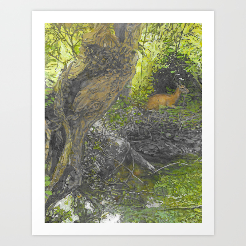 Deer In The Woods Painting Art Print By Rbrtconway Society6