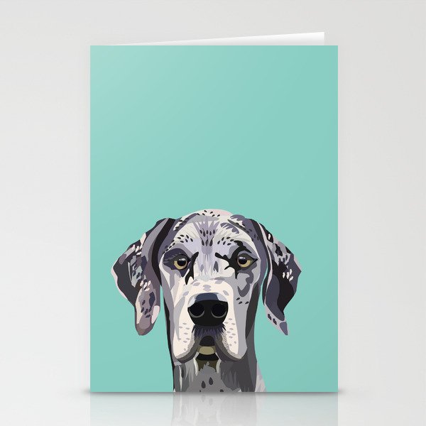 Great Dane pet portrait art print and dog gifts Stationery Cards