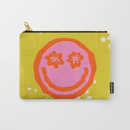 Wavy Smiley Face With Retro Flower Eyes Carry-All Pouch