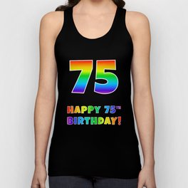 [ Thumbnail: HAPPY 75TH BIRTHDAY - Multicolored Rainbow Spectrum Gradient Tank Top ]