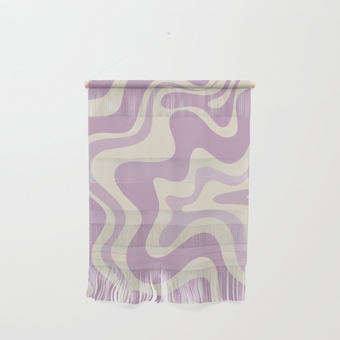 Retro Liquid Swirl Abstract Pattern in Lavender and Cream Wall Hanging