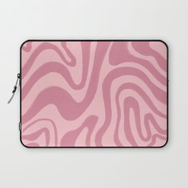Cozy Hand-Painted Retro Modern Swirl in Rose Pink on Blush Pink Laptop Sleeve