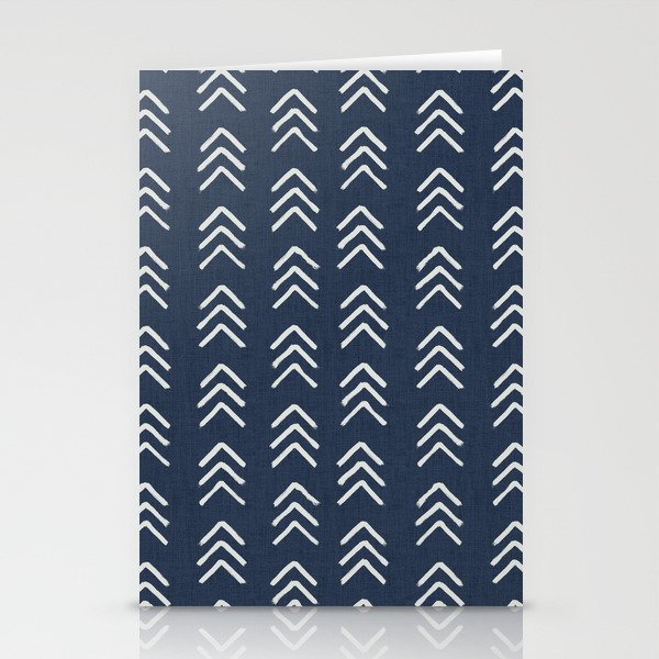 Denim & soft white brushed arrow heads, textured cloth Stationery Cards