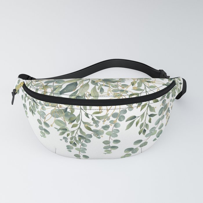 Gold And Green Eucalyptus Leaves Fanny Pack