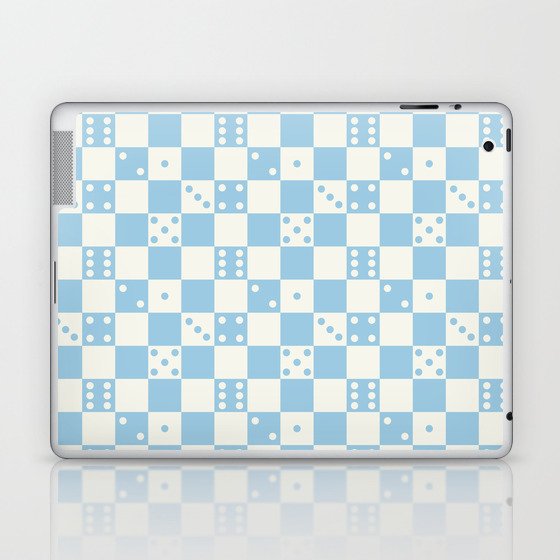 Checkered Dice Pattern (Creamy Milk & Baby Blue Color Palette) Laptop & iPad Skin