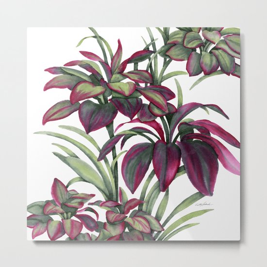 Tropical Leaves Sing Metal Print