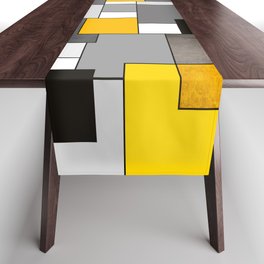 Black Yellow and Gray Geometric Art Table Runner
