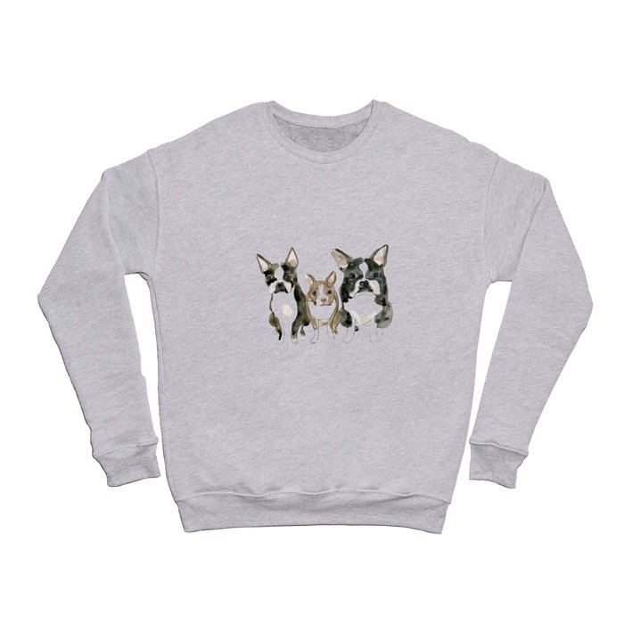 Boston Terrier Siblings: Water Color Illustration Crewneck Sweatshirt