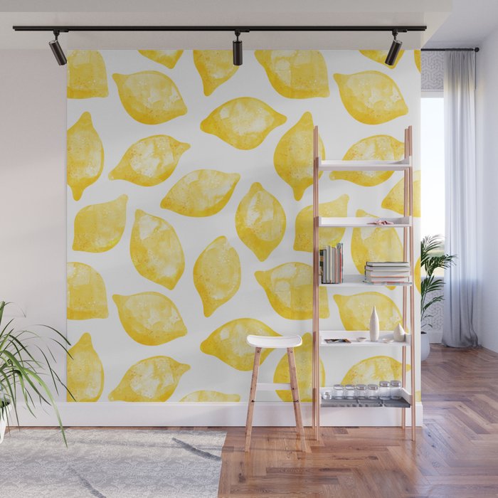 Lemons Watercolor Wall Mural