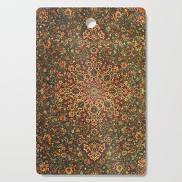 Antique Distressed Green and Orange Woven Persian Rug Cutting Board