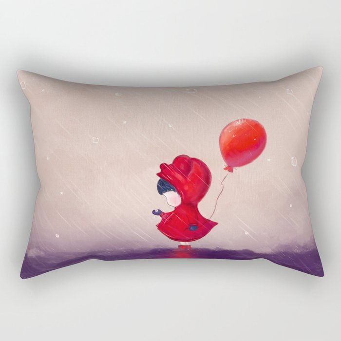 Girl with a red balloon  Rectangular Pillow