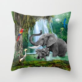 ELEPHANTS OF THE RAIN FOREST Throw Pillow