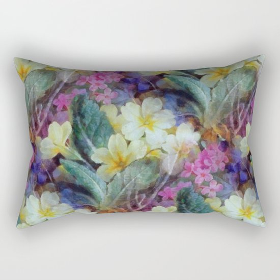 Pink yellow purple floral pattern Rectangular Pillow