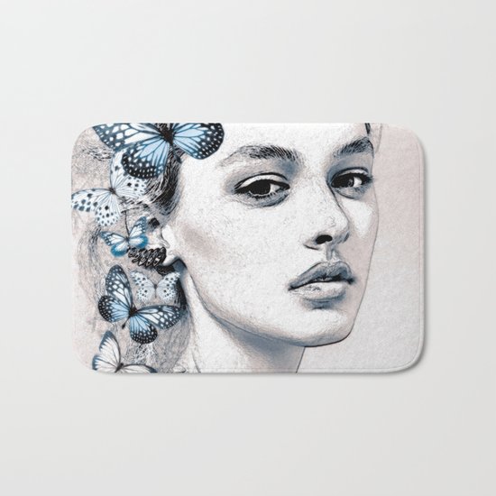 Woman with butterflies 2 Bath Mat