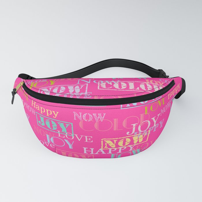 Enjoy The Colors - Colorful modern abstract typography pattern on Leni Pink color background  Fanny Pack