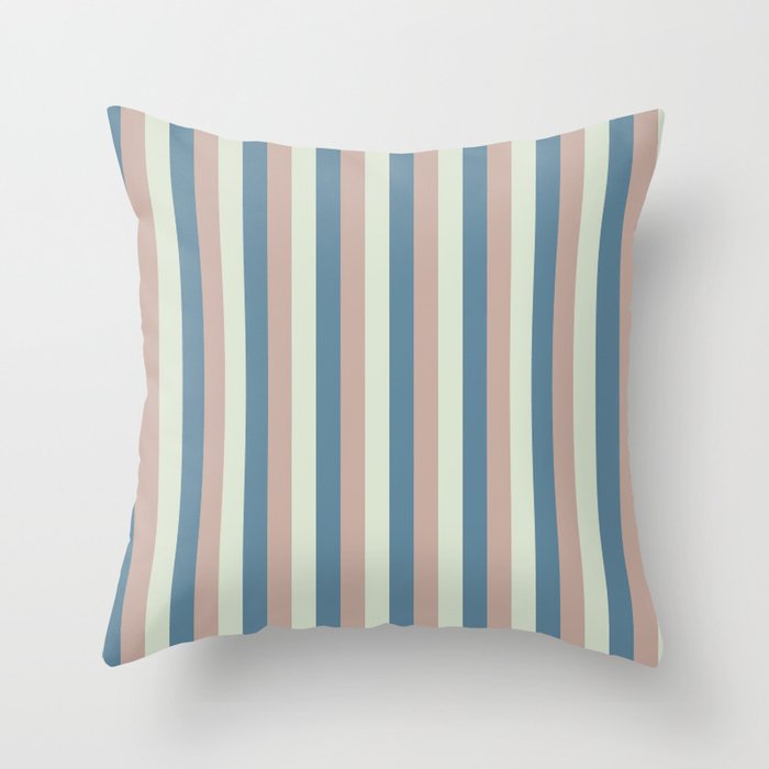 Vertical Lines Blue Pink and White  Throw Pillow