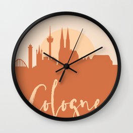COLOGNE GERMANY CITY SUN SKYLINE EARTH TONES Wall Clock