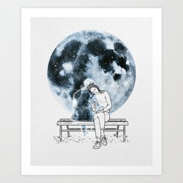 The moon hug. Art Print