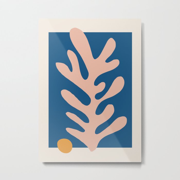 Matisse cut out pink leaf on blue Metal Print