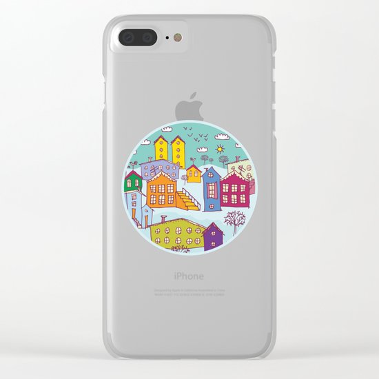 Cityscape Sketch Clear iPhone Case
