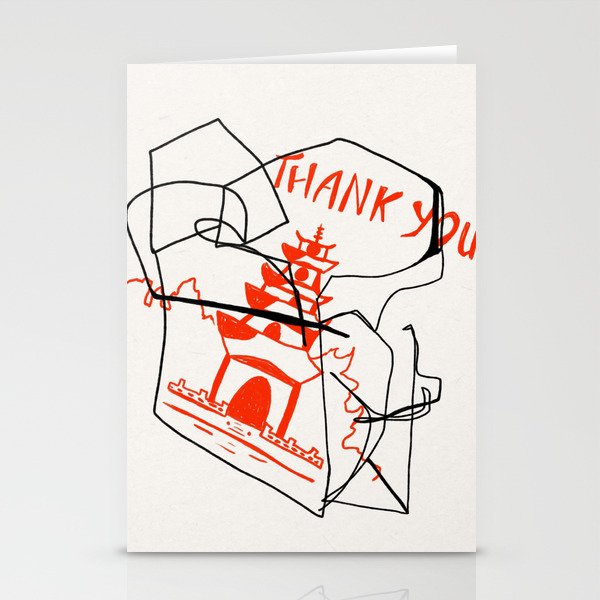Chinese Food Takeout - Contour Line Drawing Stationery Cards