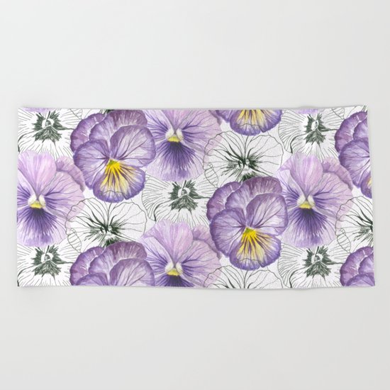 Pansy pattern Beach Towel