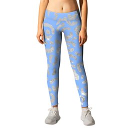 Blue Glam Leopard Print 03 Leggings