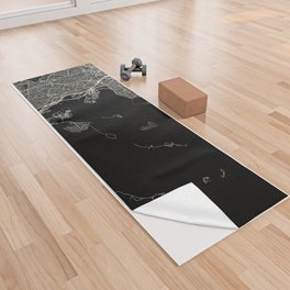 USA Boston - City Map - Black and White Yoga Towel