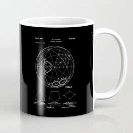 Buckminster Fuller 1961 Geodesic Structures Patent - White on Black Coffee Mug