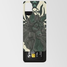 Beautiful decorated fox sitting on a green patterned background Android Card Case