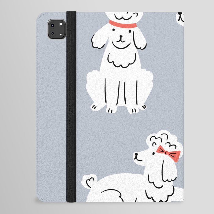 Vector Poodles On Grey Background Cute iPad Folio Case