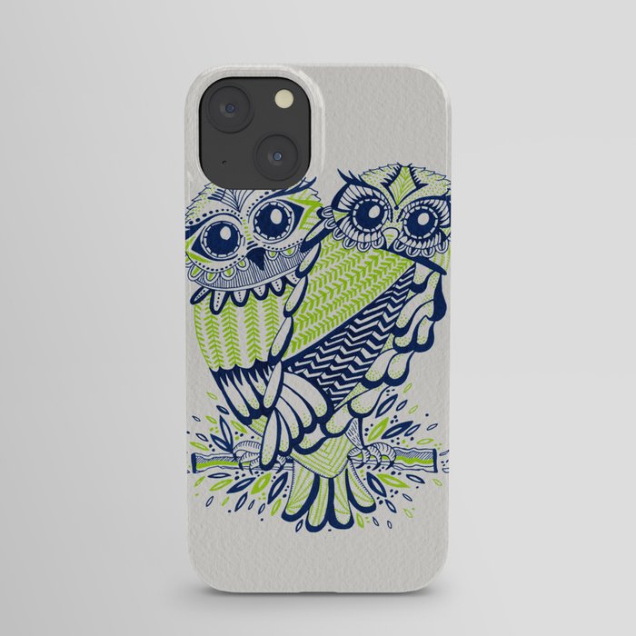 Owls – Navy & Lime iPhone Case