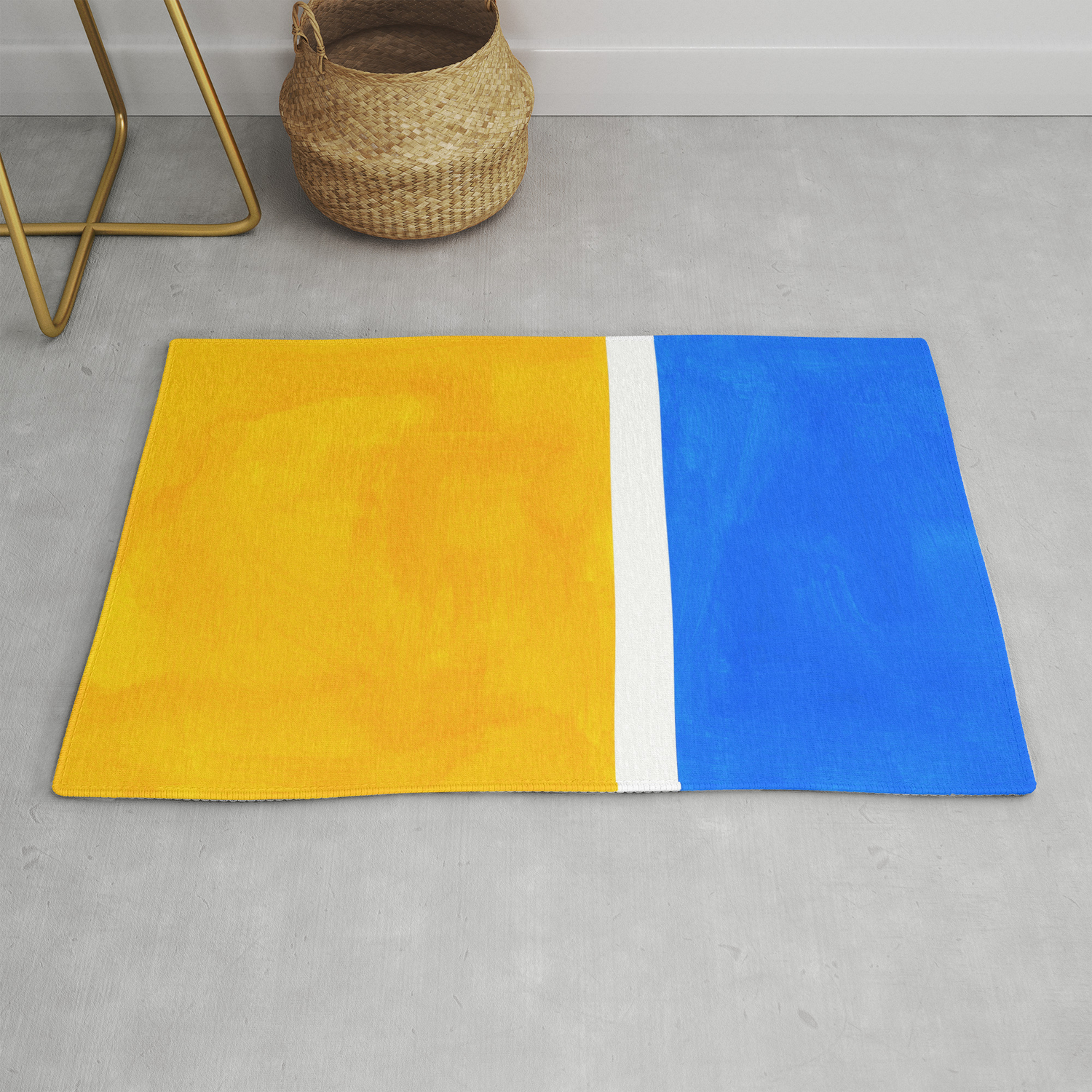 Primary Yellow Cerulean Blue Mid Century Modern Abstract
