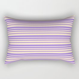 [ Thumbnail: Bisque & Purple Colored Lines/Stripes Pattern Rectangular Pillow ]