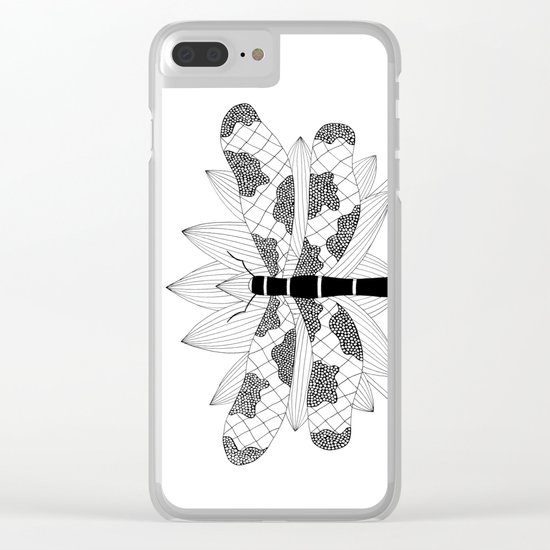Dragonfly Over Lotus Clear iPhone Case